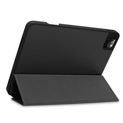 For iPad Pro 12.9 inch 2020 Custer Pattern Pure Color TPU Smart Tablet Holster with Sleep Function & Tri-Fold Bracket & Pen Slot(Black)-garmade.com