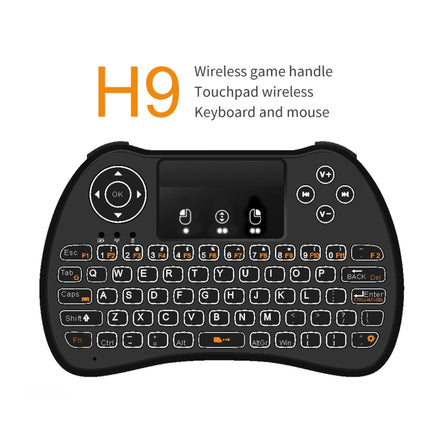 H9 2.4GHz Mini Wireless Air Mouse QWERTY Keyboard with White Backlight & Touchpad for PC, TV(Black)-garmade.com