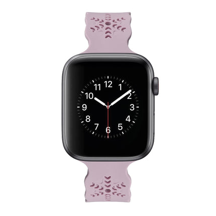 Snowflake Silicone Watch Band For Apple Watch Series 9&8&7 41mm / SE 3&SE 2&6&SE&5&4 40mm / 3&2&1 38mm(Purple)-garmade.com