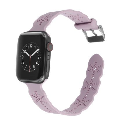 Snowflake Silicone Watch Band For Apple Watch Series 9&8&7 41mm / SE 3&SE 2&6&SE&5&4 40mm / 3&2&1 38mm(Purple)-garmade.com