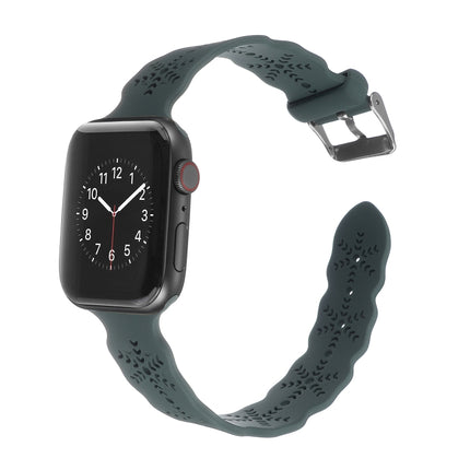 Snowflake Silicone Watch Band For Apple Watch Series 9&8&7 41mm / SE 3&SE 2&6&SE&5&4 40mm / 3&2&1 38mm(Green)-garmade.com
