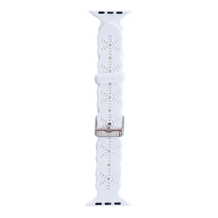 Snowflake Silicone Watch Band For Apple Watch Series 9&8&7 41mm / SE 3&SE 2&6&SE&5&4 40mm / 3&2&1 38mm(White)-garmade.com