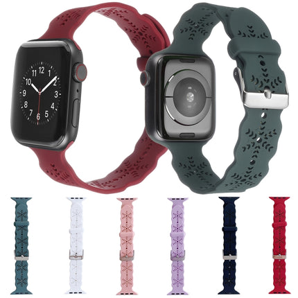 Snowflake Silicone Watch Band For Apple Watch Series 9&8&7 41mm / SE 3&SE 2&6&SE&5&4 40mm / 3&2&1 38mm(Red)-garmade.com