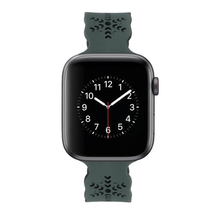 Snowflake Silicone Watch Band For Apple Watch Ultra 49mm&Watch Ultra 2 49mm / Series 9&8&7 45mm / SE 3&SE 2&6&SE&5&4 44mm / 3&2&1 42mm(Green)-garmade.com