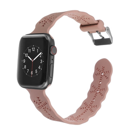 Snowflake Silicone Watch Band For Apple Watch Ultra 49mm&Watch Ultra 2 49mm / Series 9&8&7 45mm / SE 3&SE 2&6&SE&5&4 44mm / 3&2&1 42mm(Pink)-garmade.com