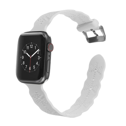 Snowflake Silicone Watch Band For Apple Watch Ultra 49mm&Watch Ultra 2 49mm / Series 9&8&7 45mm / SE 3&SE 2&6&SE&5&4 44mm / 3&2&1 42mm(White)-garmade.com