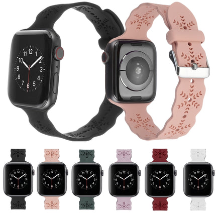 Snowflake Silicone Watch Band For Apple Watch Ultra 49mm&Watch Ultra 2 49mm / Series 9&8&7 45mm / SE 3&SE 2&6&SE&5&4 44mm / 3&2&1 42mm(Black)-garmade.com