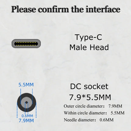 JORINDO 45W DC 7.9 x 5.5mm Female Socket to USB-C / Type-C Male Plug Power Adapter Converter For Notebook-garmade.com