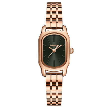 SANDA 1104 Mini Dial Waterproof Lady Quartz Watch, Style:Steel Band(Green)-garmade.com