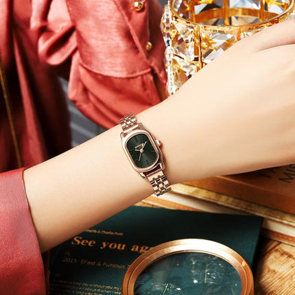 SANDA 1104 Mini Dial Waterproof Lady Quartz Watch, Style:Steel Band(Green)-garmade.com