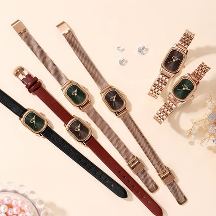 SANDA 1104 Mini Dial Waterproof Lady Quartz Watch, Style:Mesh Band(Maroon)-garmade.com