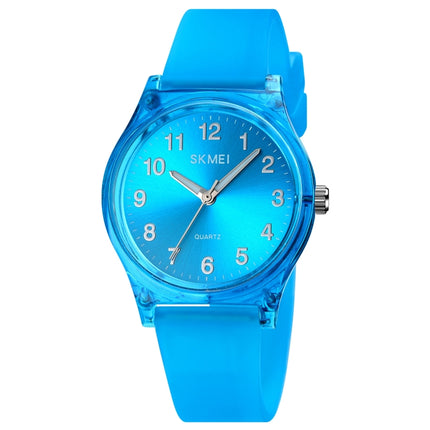 SKMEI 1760 Stainless Steel Buckle Silicone Strap Waterproof Quartz Watch(Blue Transparent)-garmade.com