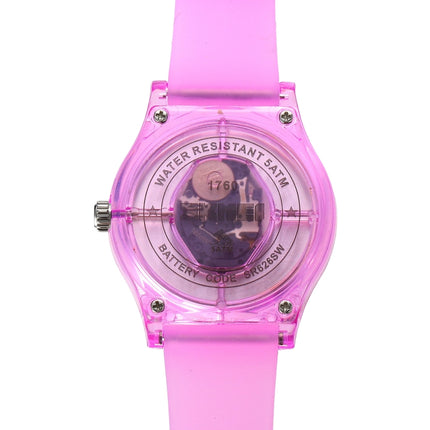 SKMEI 1760 Stainless Steel Buckle Silicone Strap Waterproof Quartz Watch(Purple Transparent)-garmade.com