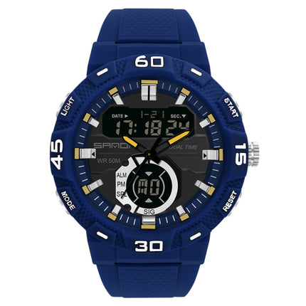 SANDA 3087 Luminous Waterproof Dual Display Electronic Watch(Sapphire Blue)-garmade.com