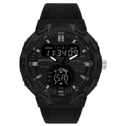 SANDA 3087 Luminous Waterproof Dual Display Electronic Watch(Black)-garmade.com