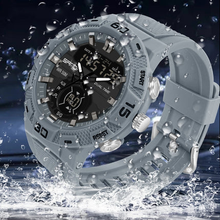 SANDA 3087 Luminous Waterproof Dual Display Electronic Watch(Black+Gold)-garmade.com