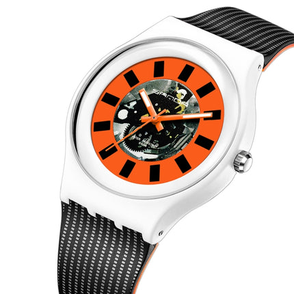 SANDA 3207 Fashion Waterproof Electronic Sports Watch(Black+White)-garmade.com