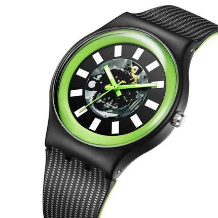 SANDA 3207 Fashion Waterproof Electronic Sports Watch(White+Green)-garmade.com