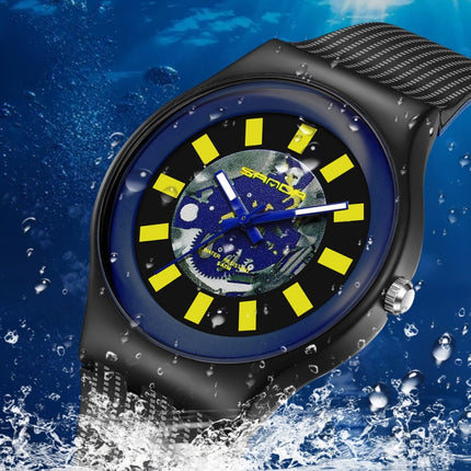 SANDA 3207 Fashion Waterproof Electronic Sports Watch(White+Blue)-garmade.com