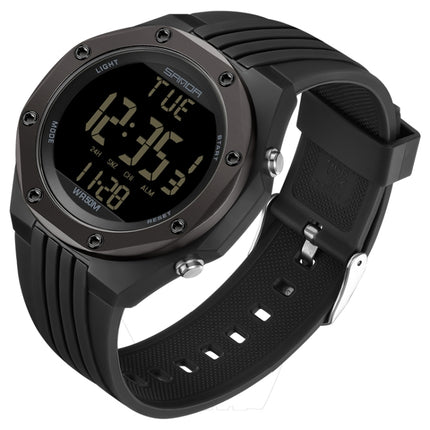 SANDA 6093 Waterproof Luminous Electronic Digital Watch(Black)-garmade.com