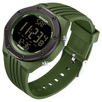 SANDA 6093 Waterproof Luminous Electronic Digital Watch(Army Green)-garmade.com