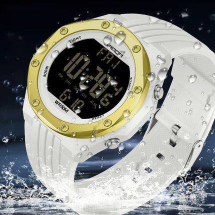 SANDA 6093 Waterproof Luminous Electronic Digital Watch(White Gold)-garmade.com