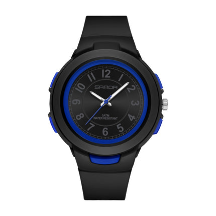 SANDA 6095 Student Sports Waterproof Electronic Watch(Black Blue)-garmade.com