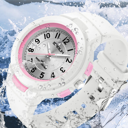 SANDA 6095 Student Sports Waterproof Electronic Watch(White)-garmade.com