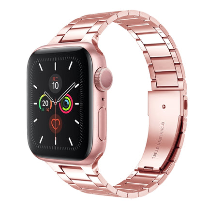 Small Waist Stainless Steel Watch Band For Apple Watch Series 9&8&7 41mm / SE 3&SE 2&6&SE&5&4 40mm / 3&2&1 38mm(Pink)-garmade.com