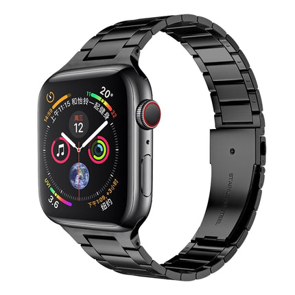 Small Waist Stainless Steel Watch Band For Apple Watch Series 9&8&7 41mm / SE 3&SE 2&6&SE&5&4 40mm / 3&2&1 38mm(Black)-garmade.com