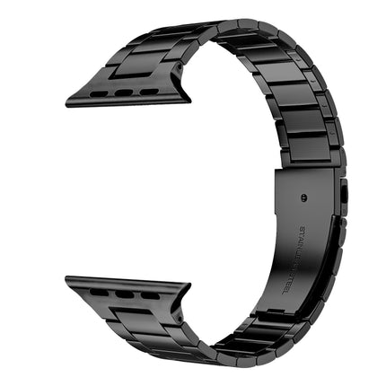 Small Waist Stainless Steel Watch Band For Apple Watch Series 9&8&7 41mm / SE 3&SE 2&6&SE&5&4 40mm / 3&2&1 38mm(Black)-garmade.com