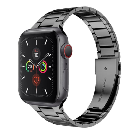 Small Waist Stainless Steel Watch Band For Apple Watch Series 9&8&7 41mm / SE 3&SE 2&6&SE&5&4 40mm / 3&2&1 38mm(Grey)-garmade.com