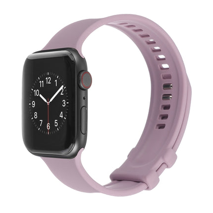 Square Buckle Silicone Watch Band For Apple Watch Series 9&8&7 41mm / SE 3&SE 2&6&SE&5&4 40mm / 3&2&1 38mm(Purple)-garmade.com