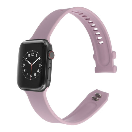 Square Buckle Silicone Watch Band For Apple Watch Series 9&8&7 41mm / SE 3&SE 2&6&SE&5&4 40mm / 3&2&1 38mm(Purple)-garmade.com