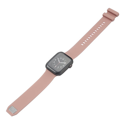 Square Buckle Silicone Watch Band For Apple Watch Series 9&8&7 41mm / SE 3&SE 2&6&SE&5&4 40mm / 3&2&1 38mm(Pink)-garmade.com