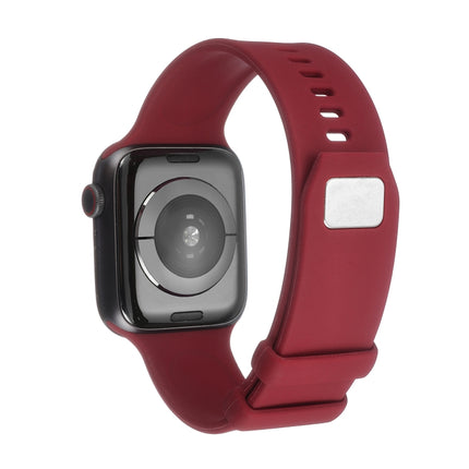 Square Buckle Silicone Watch Band For Apple Watch Series 9&8&7 41mm / SE 3&SE 2&6&SE&5&4 40mm / 3&2&1 38mm(Red)-garmade.com