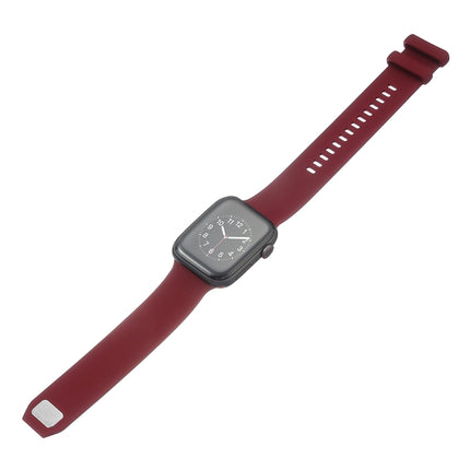Square Buckle Silicone Watch Band For Apple Watch Series 9&8&7 41mm / SE 3&SE 2&6&SE&5&4 40mm / 3&2&1 38mm(Red)-garmade.com