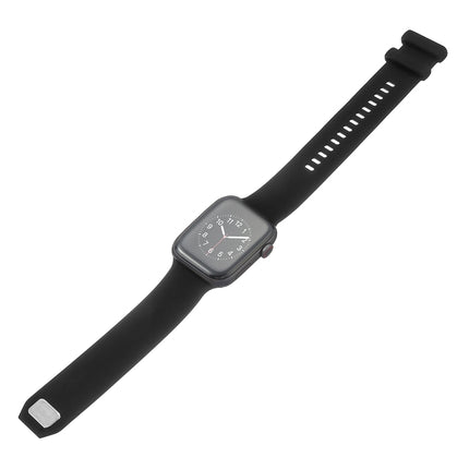 Square Buckle Silicone Watch Band For Apple Watch Series 9&8&7 41mm / SE 3&SE 2&6&SE&5&4 40mm / 3&2&1 38mm(Black)-garmade.com