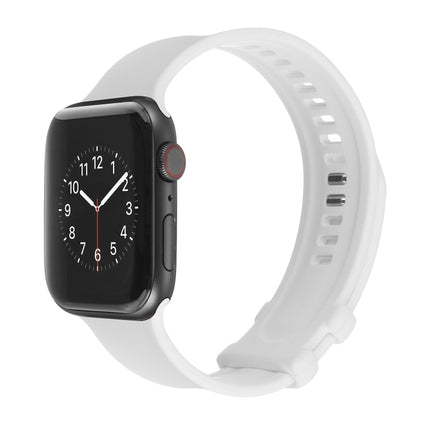 Square Buckle Silicone Watch Band For Apple Watch Series 9&8&7 41mm / SE 3&SE 2&6&SE&5&4 40mm / 3&2&1 38mm(White)-garmade.com