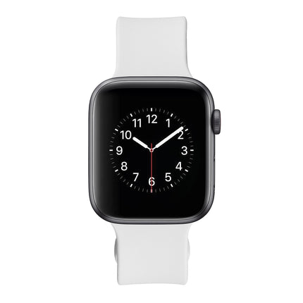 Square Buckle Silicone Watch Band For Apple Watch Series 9&8&7 41mm / SE 3&SE 2&6&SE&5&4 40mm / 3&2&1 38mm(White)-garmade.com