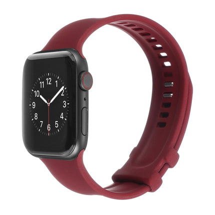 Square Buckle Silicone Watch Band For Apple Watch Ultra 49mm&Watch Ultra 2 49mm / Series 9&8&7 45mm / SE 3&SE 2&6&SE&5&4 44mm / 3&2&1 42mm(Red)-garmade.com