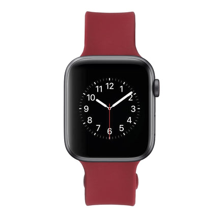 Square Buckle Silicone Watch Band For Apple Watch Ultra 49mm&Watch Ultra 2 49mm / Series 9&8&7 45mm / SE 3&SE 2&6&SE&5&4 44mm / 3&2&1 42mm(Red)-garmade.com