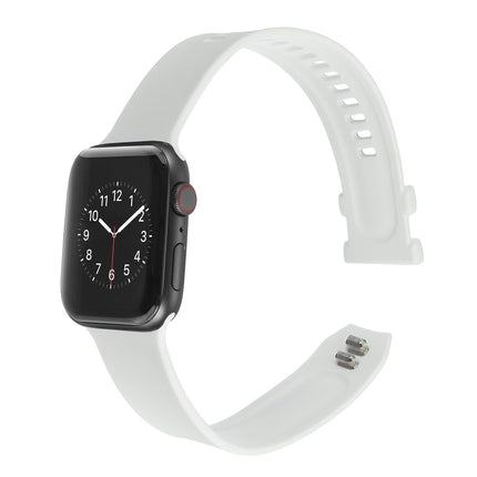 Square Buckle Silicone Watch Band For Apple Watch Ultra 49mm&Watch Ultra 2 49mm / Series 9&8&7 45mm / SE 3&SE 2&6&SE&5&4 44mm / 3&2&1 42mm(White)-garmade.com