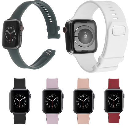 Square Buckle Silicone Watch Band For Apple Watch Ultra 49mm&Watch Ultra 2 49mm / Series 9&8&7 45mm / SE 3&SE 2&6&SE&5&4 44mm / 3&2&1 42mm(Black)-garmade.com