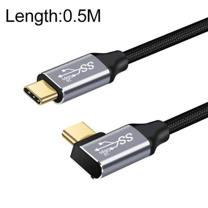 50cm 10Gbps USB-C / Type-C Male Straight to Male Elbow Charging Data Transmission Cable-garmade.com