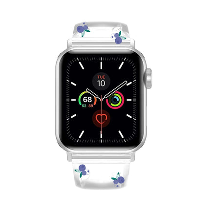 Square Buckle Transparent Watch Band For Apple Watch Series 9&8&7 41mm / SE 3&SE 2&6&SE&5&4 40mm / 3&2&1 38mm(Blueberry)-garmade.com