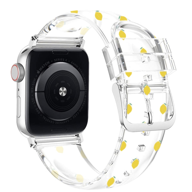 Square Buckle Transparent Watch Band For Apple Watch Series 9&8&7 41mm / SE 3&SE 2&6&SE&5&4 40mm / 3&2&1 38mm(Lemon)-garmade.com