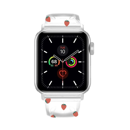 Square Buckle Transparent Watch Band For Apple Watch Ultra 49mm&Watch Ultra 2 49mm / Series 9&8&7 45mm / SE 3&SE 2&6&SE&5&4 44mm / 3&2&1 42mm(Strawberry)-garmade.com
