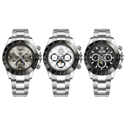 OLEVS 6654 Multifunction Dial Mechanical Movement Men Watch(White)-garmade.com