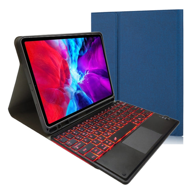 RK11T Backlight Detachable Touch Bluetooth Keyboard TPU Horizontal Flip Leather Tablet Case for iPad Pro 11 2020 / 2018 with Holder & Pen Slot(Blue)-garmade.com